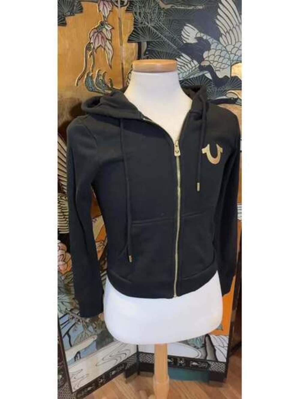 True Religion Black Zip-Up Hoodie